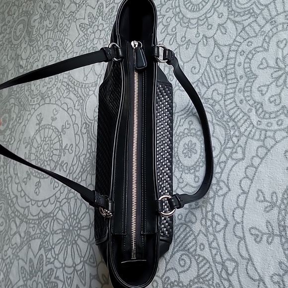 Coach Park Woven Shoulder Bag Tote Handbag Black Gray F31285 - Picture 7 of 17